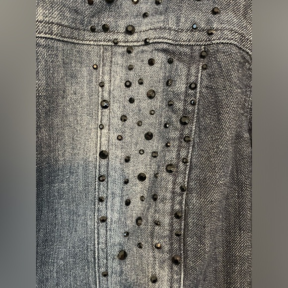 Chico’s Custom Embroidered Cat Jean Jacket size 1 Medium - Picture 2 of 6